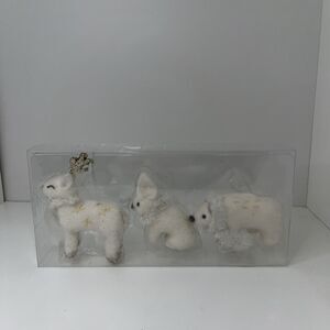 Wondershop White Fabric Animal 3 pc. Decorative Figurine Set - New Christmas